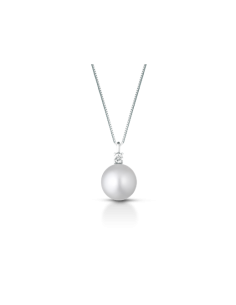 Collana in oro bianco, diamante e perla PG gioielli